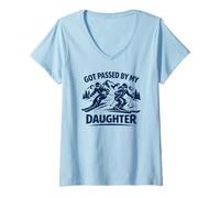 Women's Got Passed by My Daughter Funny Ski, Skiing V-Neck T-Shirt