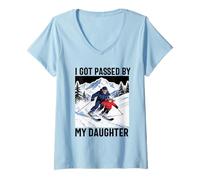 Women's got Passed by My Daughter Funny Skiing ski Husband dad V-Neck T-Shirt