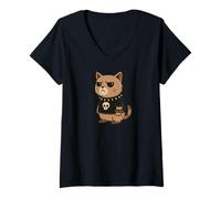 Women's Goth Cat Funny Emo Punk V-Neck T-Shirt