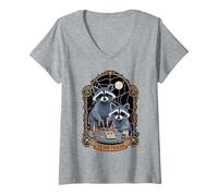 Womens Goth Witchcraft Possum Raccoon Tarot V-Neck T-Shirt