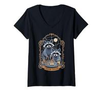 Womens Goth Witchcraft Possum Raccoon Tarot V-Neck T-Shirt