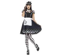 Womens Gothic Alice Black & White Checkered Chess Fancy Dress Costume Sizes 4-22