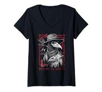 Womens Gothic Art Plague Doctor Goth Aesthetic Plague V-Neck T-Shirt