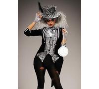Womens Gothic Black Wonderland Mad Hatter Costume (XS (UK 6-8))