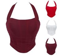 Women's Gothic Bustiers Corsets Vintage Overbust Waist Trainer Corsets Bodice Shapewear Vest Camisole Body Shaper Tummy Control Tank Tops Corset Tops For Women Bustiers Streetwear