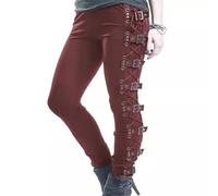 Women's Gothic Clothes Y2K High Waisted Pants Bandage Lace Up Buckle Strap Bottoms Trousers Harajuku Dark Punk Street Rock Style Pants Alternative Clothing Red XL