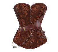 Women's Gothic Corset Jacquard Bustiers Steampunk Medieval Overbust Vintage Lace Up Waist Trainer Boned Bustier Baroque Corsets Bodice Shapewear Waist Cincher Body Shaper Bustiers Halloween Costume