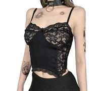 Women's Gothic Crop Top Spaghetti Strap Camisole Mall Goth Grunge Punk Fairy Cami Corset Top Backless Vest, Y2k Harajuku Camisole Tank Tops, L