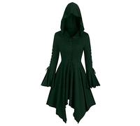 Women's Gothic Dress, Trumpet Sleeves, Medieval Dress, Irregular with Hood, Vintage Cape, Steampunk Style, Solid Colour, Flowy Cut, Renaissance, Victorian, Cosplay Court, Halloween, Carnival Dress