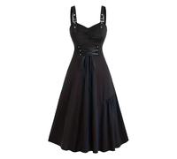 Women's Gothic Dress - Women's Steampunk Dress with Laces Sexy Sleeveless Vintage Dress Mid Length High Waist Costume Halloween Courtyard Renaissance Victorian Carnival Cosplay Party Cocktail Club