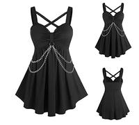Women's Gothic Dresses UK Sale Clearance Ladies Sling Dress Sleeveless Dresses Cold Shoulder Dress V-Neck Dresses Mini Dress A-Line Dresses Ruffled Dress Elegant Dresses Halloween Party Dress Black