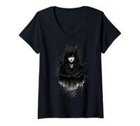Women's Gothic Emo Alt Girl Roses Thorns Dark Aesthetic V-Neck T-Shirt