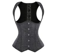 Women's Gothic Jacquard Underbust Corset with Spiral Steel Cap Corset Vest Corset Plus Size-Grey,L