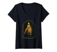 Womens Gothic Kiwi Wax Candle Art V-Neck T-Shirt
