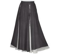 Women's Gothic Lace up Skirt UK Clearance Ladies Vintage Steampunk Skirts Dress Medieval Maxi Skirts Renaissance Punk Clothing Patchwork A Line Swing Dress Princess Skirt Plus Size Tunic Skirts Gray