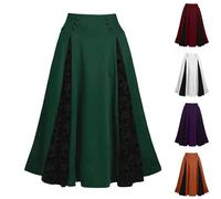 Women's Gothic Maxi Skirt UK Sale Clearance, Halloween Dresses Ladies Vintage Ruffle Skirts Patchwork A-Line Maxi Skirt Bohemian Long Skirts Goth Medieval Steampunk Dress Gothic Clothes