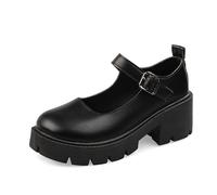 Women's Gothic Platform Mary Jane Shoes Vintage Round Toe for Women Ankle Strap Chunky Heel Pumps Uniform Party Dances Dress Shoes Size 5.5-9.5