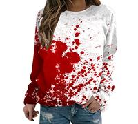 Women'S Gothic Print Long Sleeve Shirt Casual Button Up Top For Autumn Spring Ladies Fashion Stylish Comfortable Blouse Women'S Hoodies Sweatshirt Hoodies For Women Uk (Red, S)