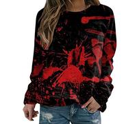 Women'S Gothic Print Long Sleeve Shirt Casual Button Up Top For Autumn Spring Ladies Fashion Stylish Comfortable Blouse Women'S Hoodies Sweatshirt Hoodies For Women Uk (Black, XL)