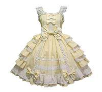 Women's Gothic Punk Dress Halloween Renaissance Sleeveless Plus Size Costume Corset Vampire Party Midi Steampunk Pirate Ladies Dresses Medieval Cosplay Ball Gowns Dress, Yellow, 5XL