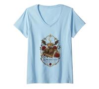 Women's Gothic Romantasy Book Lover Reading Night Moon Mood V-Neck T-Shirt