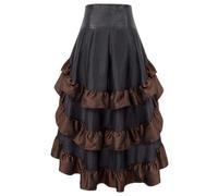 Women's Gothic Ruffle Skirt - Asymmetrical Pirate Skirt Large Size Fluid Fit Chic Medieval Renaissance Vintage Steampunk Casual Court Cosplay Patchwork Skirt for Halloween Carnival, brown, 4XL