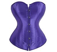 Womens Gothic Satin Corset Plus Size Overbust/Underbust Lace Up Boned Bustier with Waist Trainer Ladies Shapewear Lingerie Body Shaping for Cosplay Events Party Dress Purple Beige Blue Green XXL,4XL,M