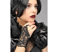 Womens Gothic Short Black Lace Fingerless Gloves Halloween Burlesque Fancy Dress
