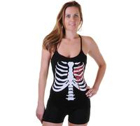 Womens Gothic Skeleton Vest Top with Bloody Heart Print, Ladies Halloween Fancy Dress Costume Tank Top Gothic Sleeveless Shirt Plus Sizes 8-22 (Black, 14)