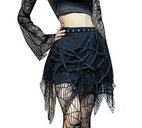 Women's Gothic Skirt High Waisted Steampunk Skirt Sexy Fringed Spider Web Slim Vintage Court Renaissance Medieval Chic Cosplay Victorian Mini Skirt for Halloween Carnival