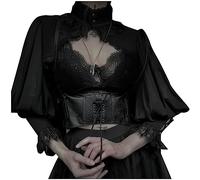 Womens Gothic Tops UK Sale Clearance Halloween Costumes Court Style High Neck Crop Top Punk Clothing Shawl Wrap Shrug Cover Up Wraps Cape Wraps Shawls Steampunk Tops for Ladies Black
