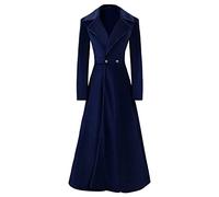 Women's Gothic Velvet Trench Coat Long Sleeve Lapel Vintage Long Cardigan Coat Steampunk Fall Winter Warm Overcoats, Blue, XL
