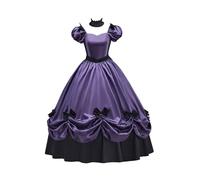 Women's Gothic Victorian Rococo Dress Civil War Southern Belle Tea Party Ball Gown Medieval Evening Dress, Purple, XS
