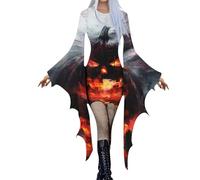 Womens Gothic Witch Bat Sleeve Dress - Halloween Cosplay Costume Vintage Queen Crew Neck Carnival Party Bodycon Dresses,Plus Size Witch Costumes For Women Vampire Cute Halloween Little,u645l