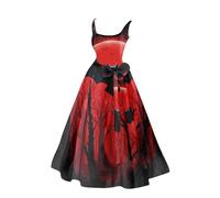 Women's Gothic Witch Dress, Dress with Bloody Print Adults Classic Vampiress Fancy Costume Witches Dresses for Women Wicked Witch Costume Adult Women Plus Size Party Dresses for |