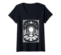 Womens Gothic Witch’s Altar Occult Tarot Cards V-Neck T-Shirt