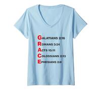 Women's Grace Acrostic God’s Riches At Christ’s Expense Christian V-Neck T-Shirt
