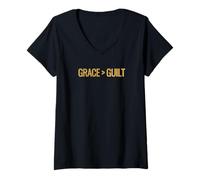 Womens Grace Greater Than Guilt Christian Faith Inspirational Tee V-Neck T-Shirt