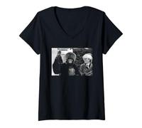 Womens Grace Jones Model Singer with Andy Warhol Michael Grecco V-Neck T-Shirt