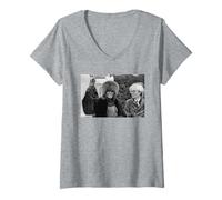 Womens Grace Jones Singer Model & Andy Warhol by Michael Grecco V-Neck T-Shirt