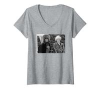 Womens Grace Jones Singer with Artist Andy Warhol by Michael Grecco V-Neck T-Shirt