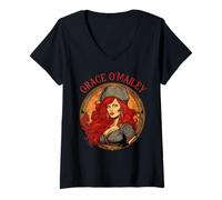 Womens Grace O'Malley Irish Heritages Fearless Irish Pirate Queens V-Neck T-Shirt