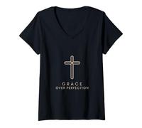 Women's Grace Over Perfection Christian Grace V-Neck T-Shirt