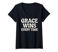Womens Grace Wins Every Time V-Neck T-Shirt