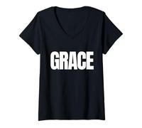 Women's Grace Written in Huge Letters V-Neck T-Shirt