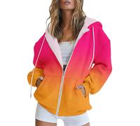 Women's Gradient Hooded Zip-Up Sweatshirt - Soft Stretchy Zip Hoodie with Pockets, Casual Everyday Wear (06,3XL)