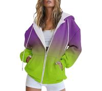 Women's Gradient Hooded Zip-Up Sweatshirt - Soft Stretchy Zip Hoodie with Pockets, Casual Everyday Wear (07,XXL)