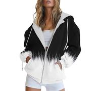 Women's Gradient Hooded Zip-Up Sweatshirt - Soft Stretchy Zip Hoodie with Pockets, Casual Everyday Wear (14,S)