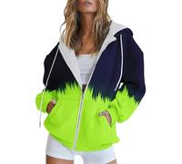 Women's Gradient Hooded Zip-Up Sweatshirt - Soft Stretchy Zip Hoodie with Pockets, Casual Everyday Wear (21,XL)