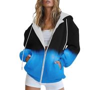 Women's Gradient Hooded Zip-Up Sweatshirt - Soft Stretchy Zip Hoodie with Pockets, Casual Everyday Wear (13,3XL)